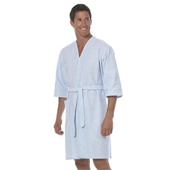 Blue Stripe Collarless Robe